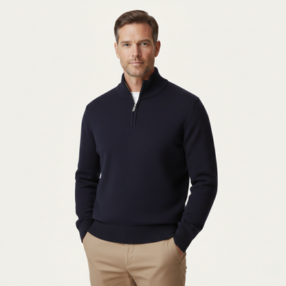 The Crestfield Cashmere Quarter Zip Sweater – Men's 100% Soft Luxury Wool Knit Sweater