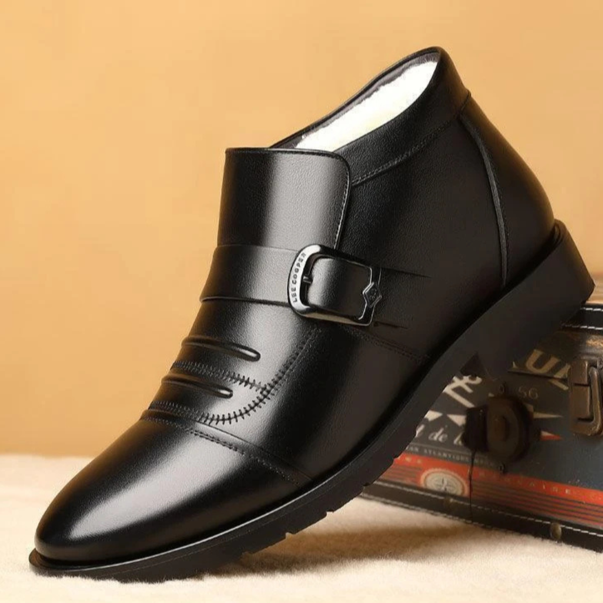 The Aldercrest Ridge Men’s Warm Anti-Slip Fleece Lined Leather Snow Boots