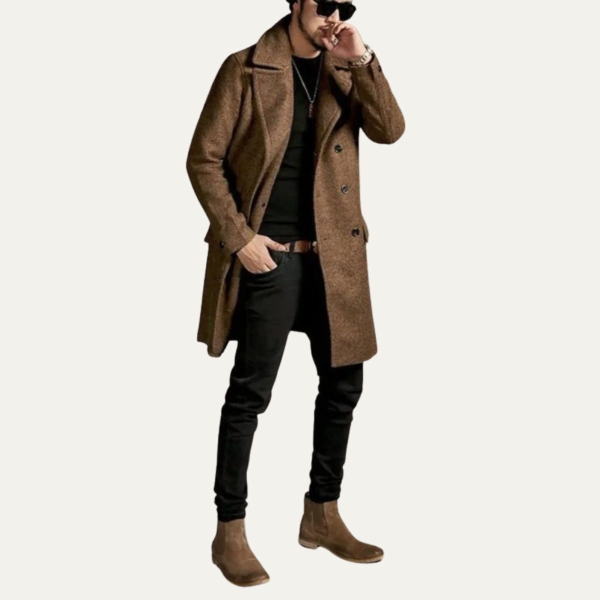 The Ashridge Men’s Wool Blend Double Breasted Trench Coat