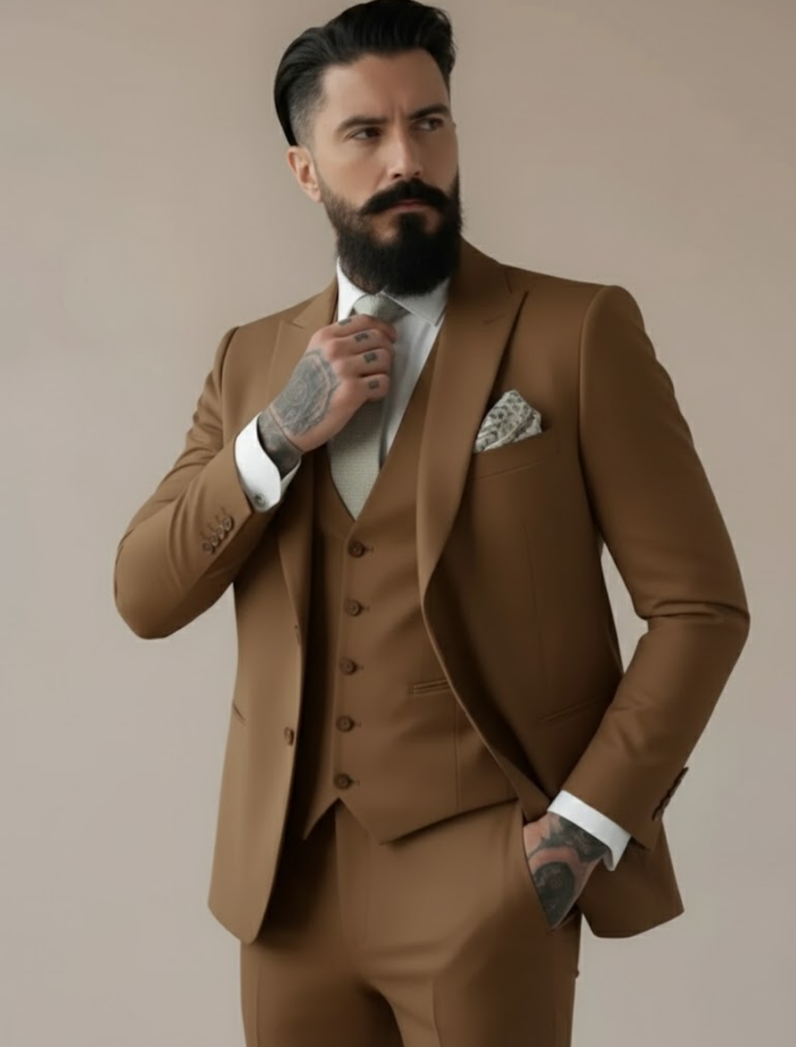 Men’s Slim Fit Three-Piece Suit for Weddings