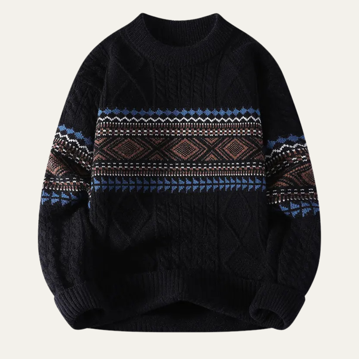 The Carloforte Men’s Knitted Winter Warm Sweater with Nordic Pattern