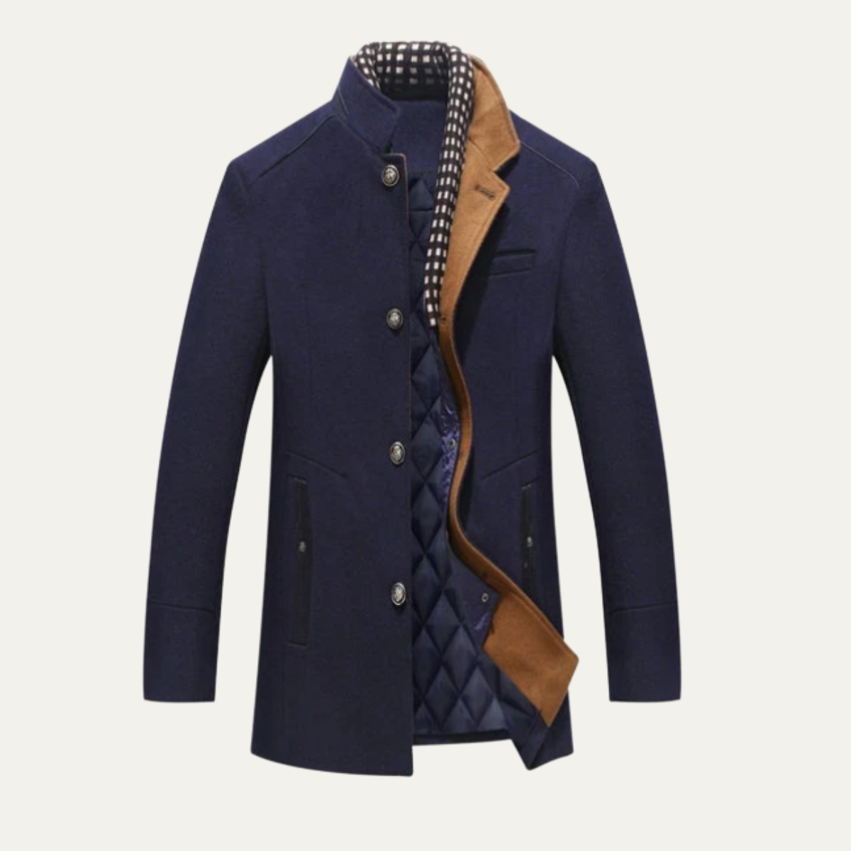 The Brookstone Men’s Elegant Classic Wool Winter Coat with Quilted Lining