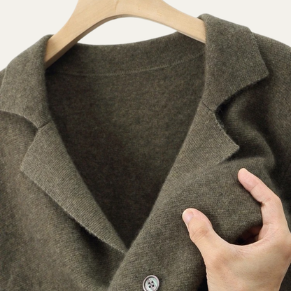 The Roero Men’s Cashmere Suit Collar Blazer Cardigan with Pockets