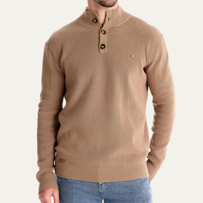 The Vulcano Men's Mock Neck Button Up Turtleneck Sweater