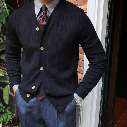 The Venice Men’s Smart Casual Button Up Knit Ribbed Cardigan
