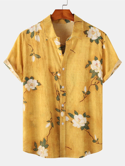 Floral Cotton Summer Shirt for Outdoor Events