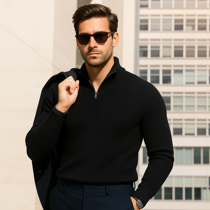 The Merino Knitted Quarter Zip Sweater
