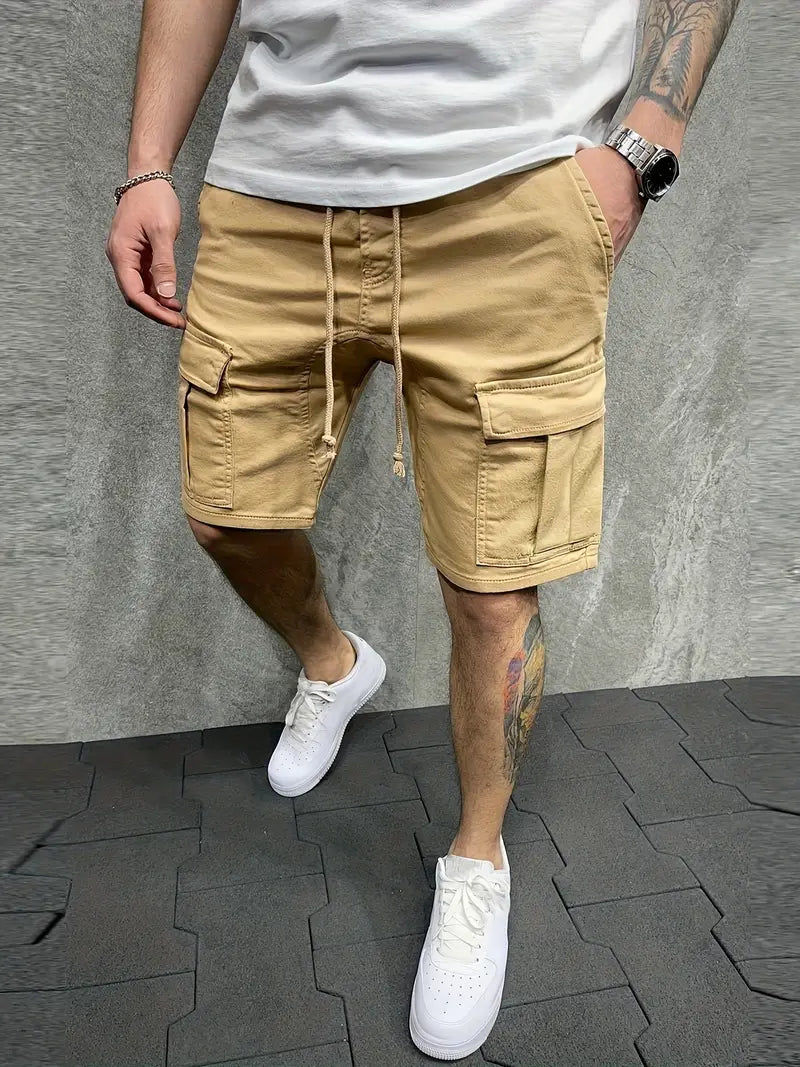 Men's Cargo Shorts with Drawstring and Ample Pockets for Outdoor Adventures