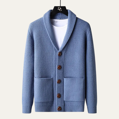 The Parisian Men's Thick Knit Shawl Collar Button Up Cardigan