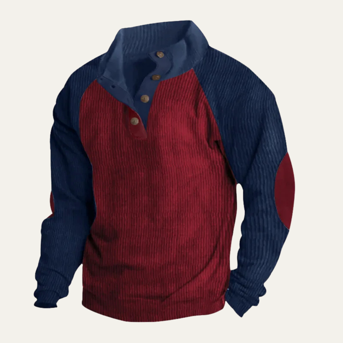 The Cannes Men's Casual Stand Up Collar Colorblock Corduroy Sweater