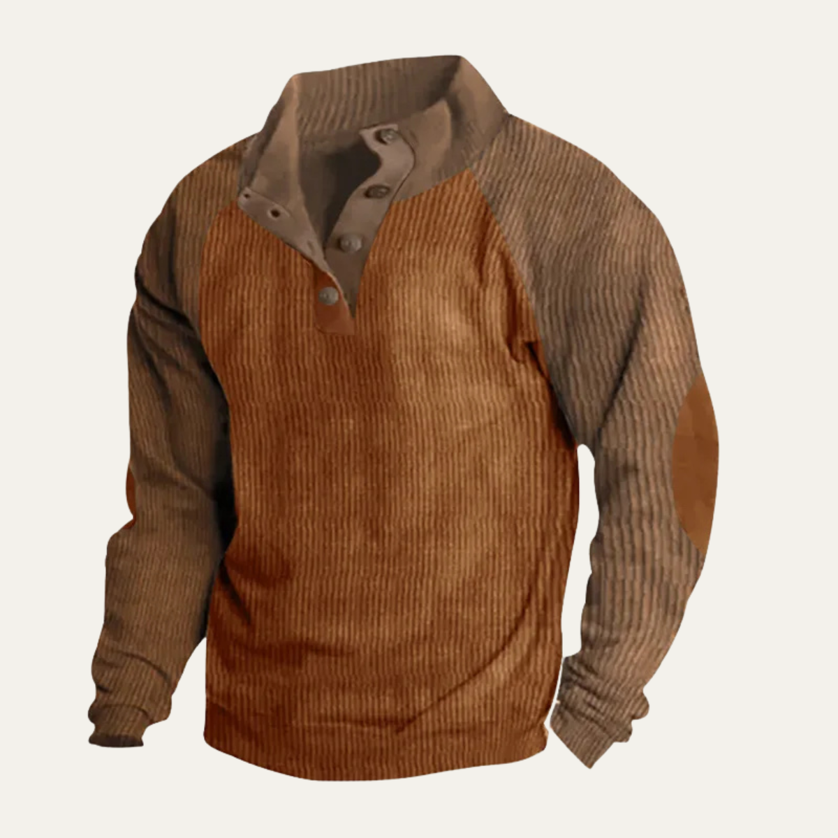 The Cannes Men's Casual Stand Up Collar Colorblock Corduroy Sweater