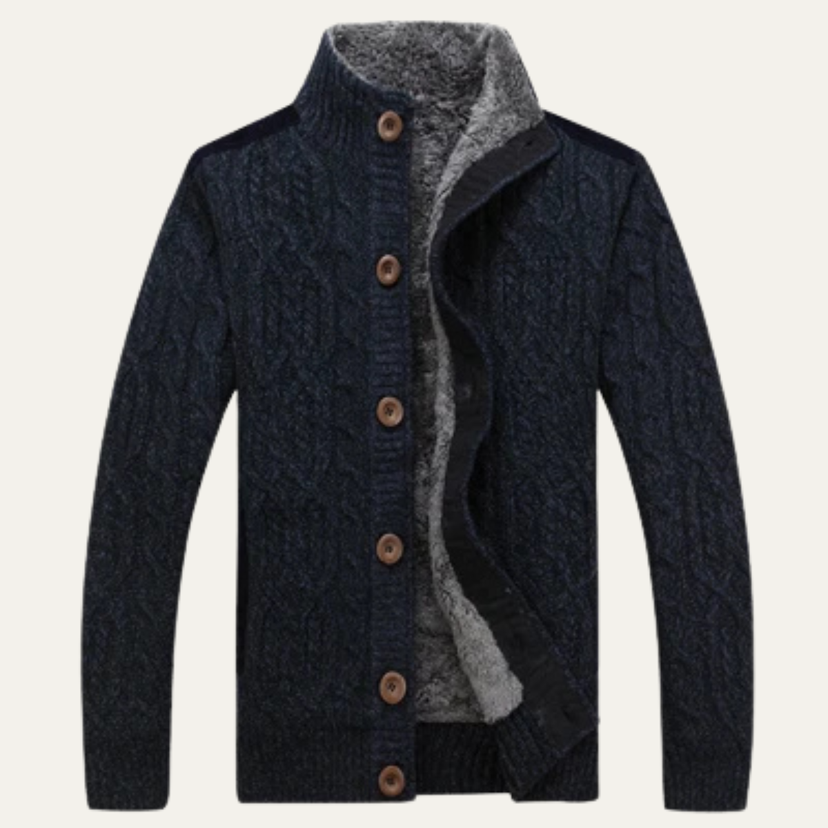 The Ellington Men’s Winter Fleece Cardigan – Knitted Wool Knit Zip Up