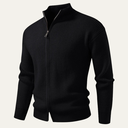 The Lothian Men's Trendy Collar Stand Knit Zip Cardigan Sweater