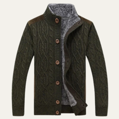 The Ellington Men’s Winter Fleece Cardigan – Knitted Wool Knit Zip Up