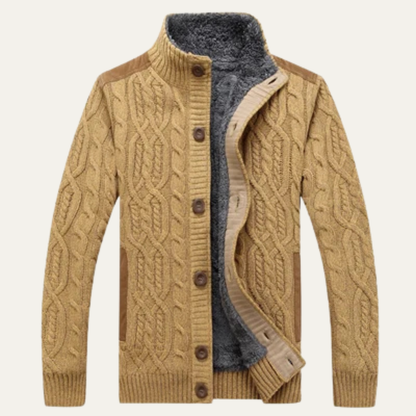 The Ellington Men’s Winter Fleece Cardigan – Knitted Wool Knit Zip Up