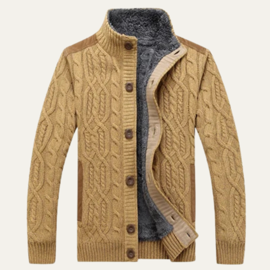 The Ellington Men’s Winter Fleece Cardigan – Knitted Wool Knit Zip Up