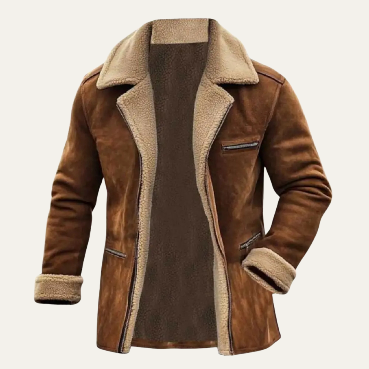 The Sorrento Men’s Vintage Faux Suede Shearling Fleece Jacket