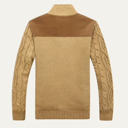 The Ellington Men’s Winter Fleece Cardigan – Knitted Wool Knit Zip Up