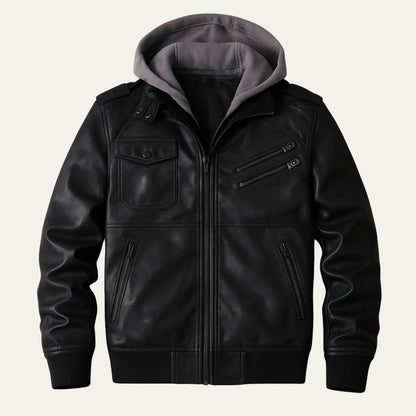 The Palermo Leather Bomber Jacket – Men’s Hooded Classic Style