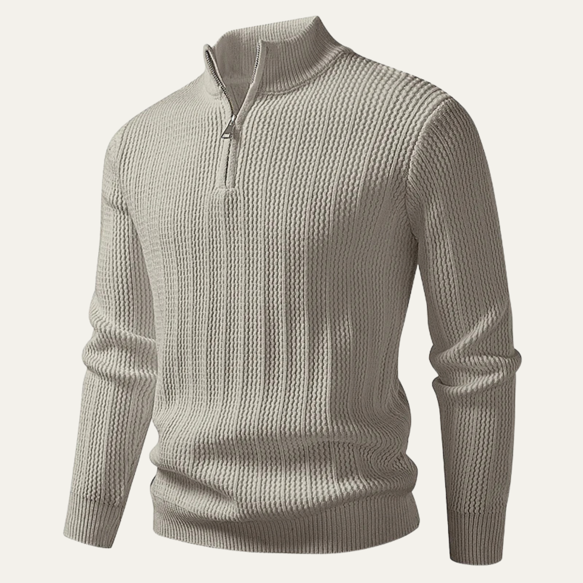 The Hadley Men’s Half Zip Knitted Sweater – Stand Collar Ribbed Pullover
