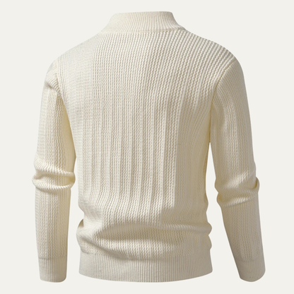 The Hadley Men’s Half Zip Knitted Sweater – Stand Collar Ribbed Pullover