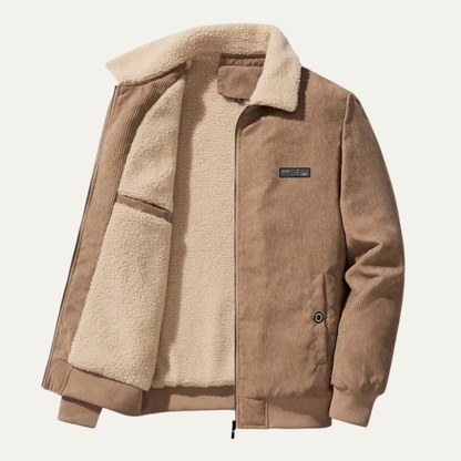 The Bassano Men’s Warm Zip Up Fleece Lined Corduroy Winter Jacket