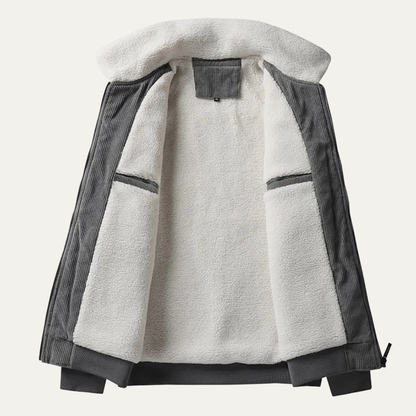 The Bassano Men’s Warm Zip Up Fleece Lined Corduroy Winter Jacket