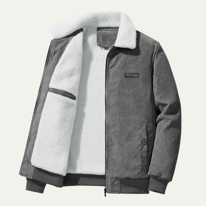 The Bassano Men’s Warm Zip Up Fleece Lined Corduroy Winter Jacket