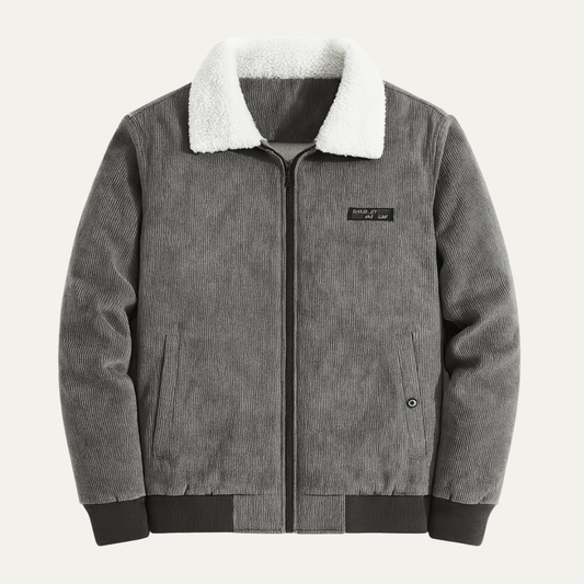 The Bassano Men’s Warm Zip Up Fleece Lined Corduroy Winter Jacket
