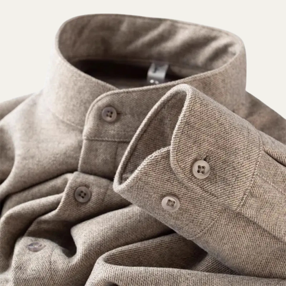 The Rockwell Men’s Thick Flannel Shirt – Long Sleeve Stand Collar Casual Top