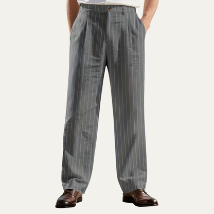 The Freycinet Men’s Lightweight Smart Casual White Pinstripe Dress Pants