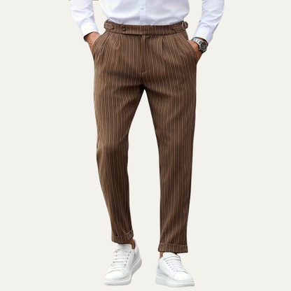 The Byron Bay Men’s Pinstripe Trousers Straight Leg Dress Pants - Brown