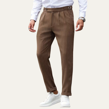 The Byron Bay Men’s Pinstripe Trousers Straight Leg Dress Pants - Brown