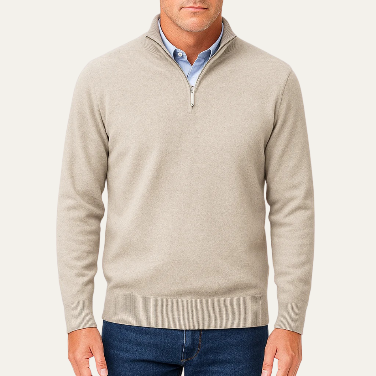 The Kidlington Men's Quarter Zip Lightweight Knit Sweater