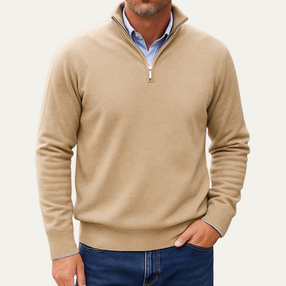The Kidlington Men's Quarter Zip Lightweight Knit Sweater