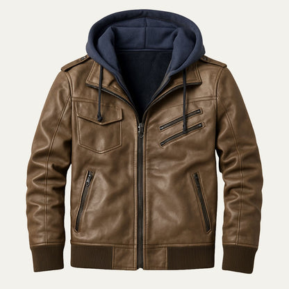 The Palermo Leather Bomber Jacket – Men’s Hooded Classic Style