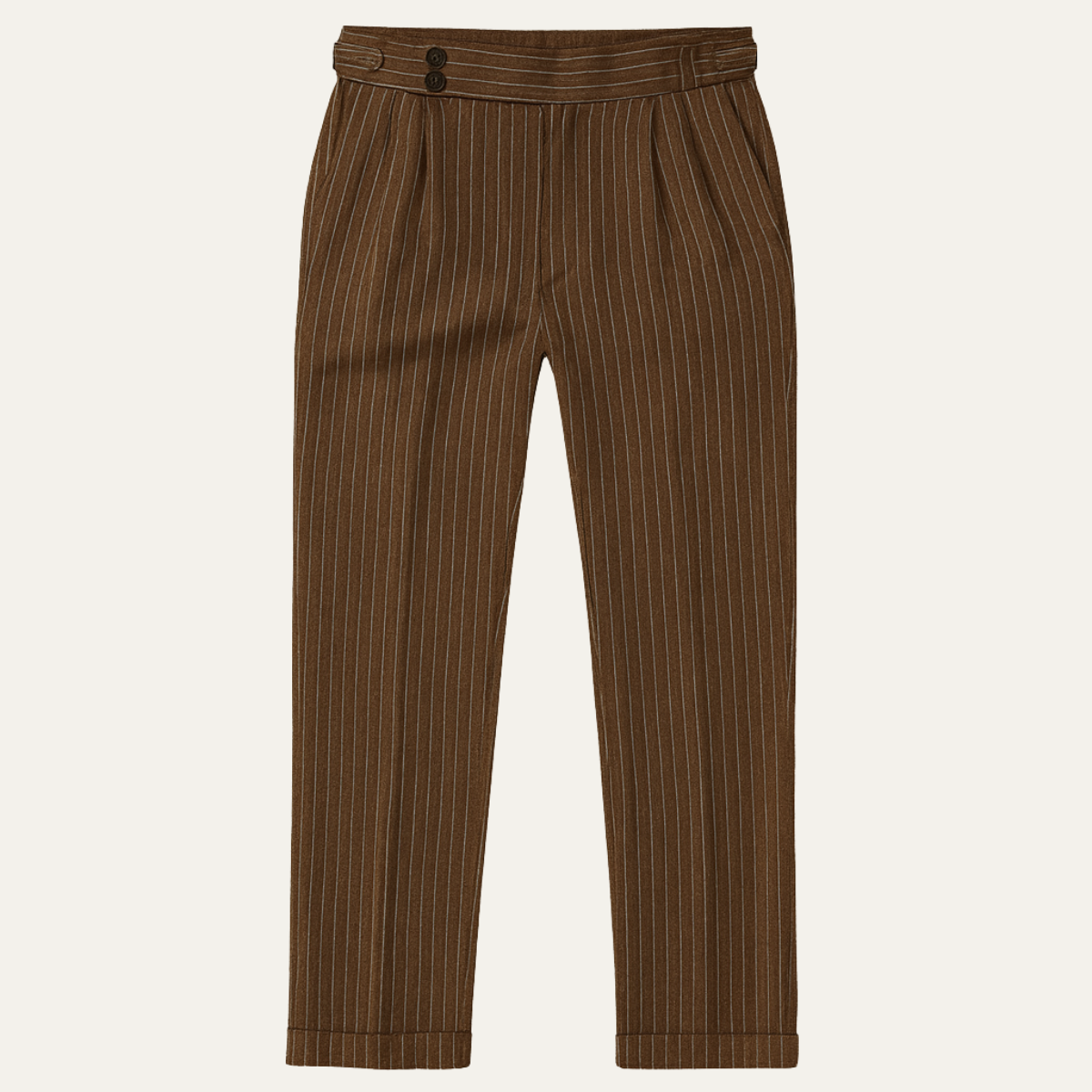 The Byron Bay Men’s Pinstripe Trousers Straight Leg Dress Pants - Brown