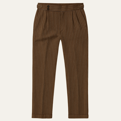 The Byron Bay Men’s Pinstripe Trousers Straight Leg Dress Pants - Brown
