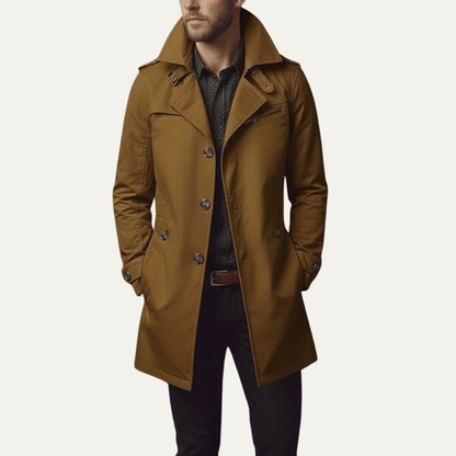 The Riomaggiore Men's Slim Notched Collar Single Breasted Trench Coat