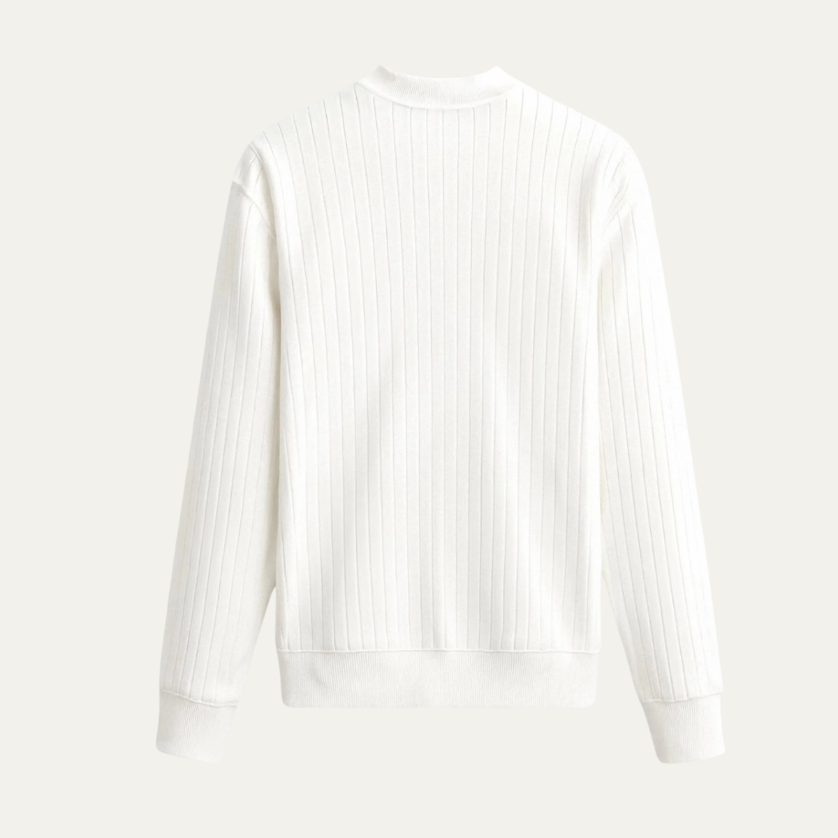 The Cookham Men's White Ribbed Crew Neck Sweater