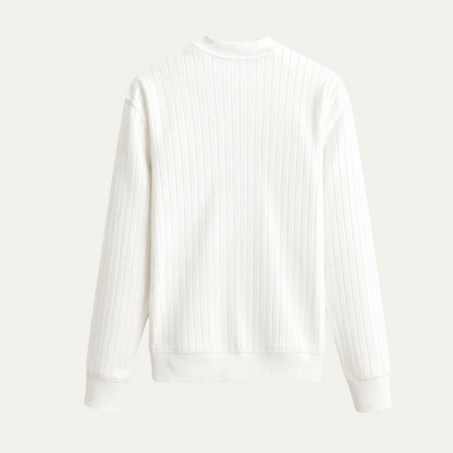 The Cookham Men's White Ribbed Crew Neck Sweater
