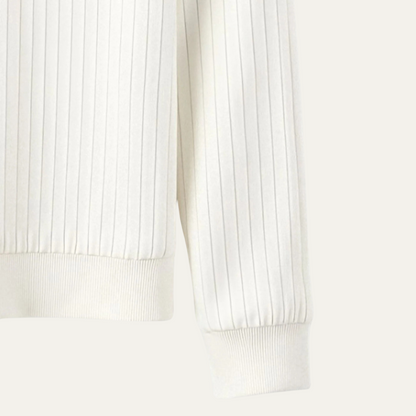 The Cookham Men's White Ribbed Crew Neck Sweater