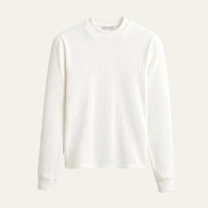 The Cookham Men's White Ribbed Crew Neck Sweater
