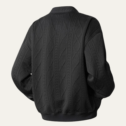 The Brindisi Men's Cable Knit V Neck Diamond Pattern Cardigan