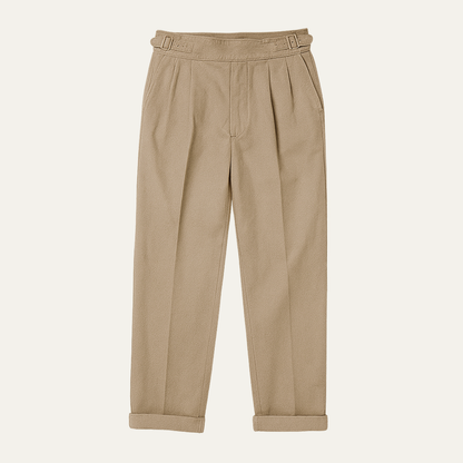 The Huskisson Men’s High Waisted Relaxed Straight Leg Dress Pants – Khaki