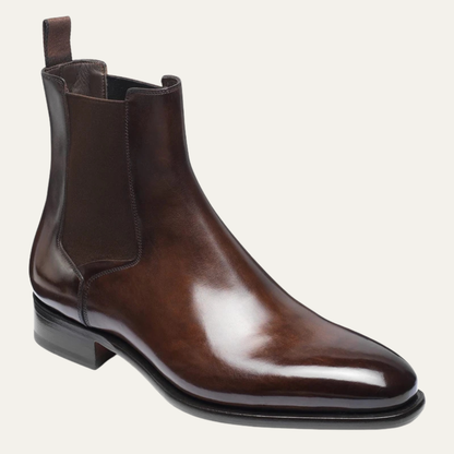 The Salerno Men’s Classic Slip On Leather Chelsea Boots – Brown