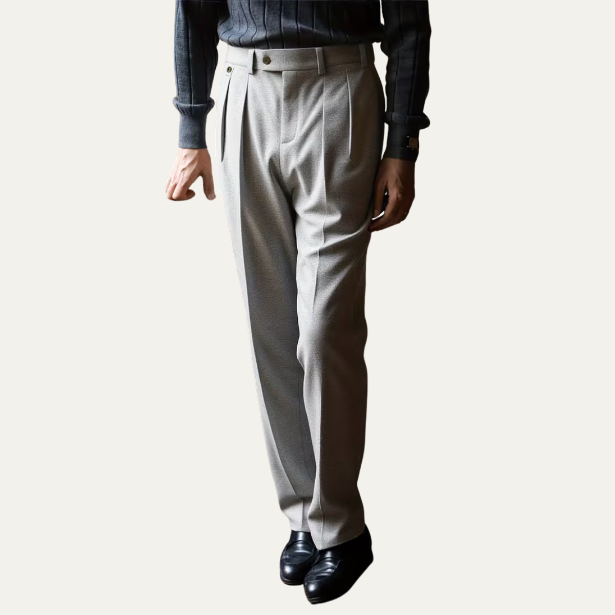 The Malibu Men’s Business High Waisted Pleated Dress Pants – Grey