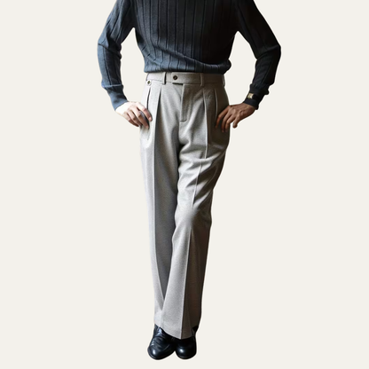 The Malibu Men’s Business High Waisted Pleated Dress Pants – Grey