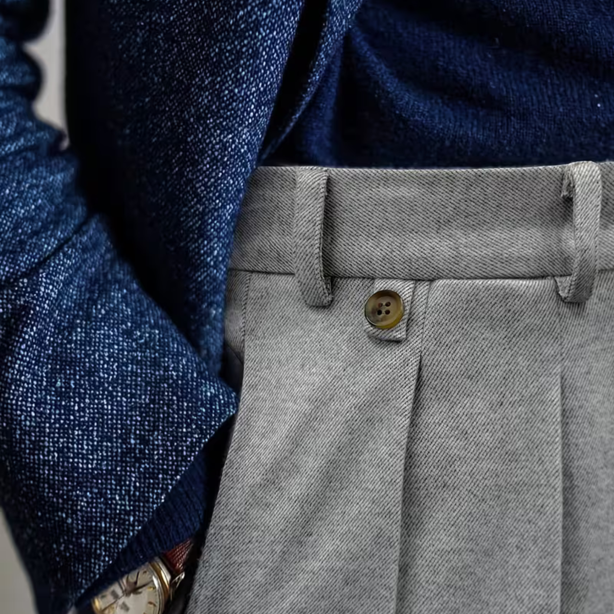 The Malibu Men’s Business High Waisted Pleated Dress Pants – Grey