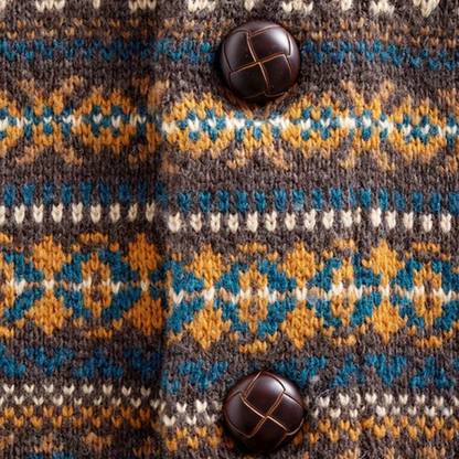 The Veneto Men’s Winter Shawl Collar Vintage Patterned Knit Cardigan